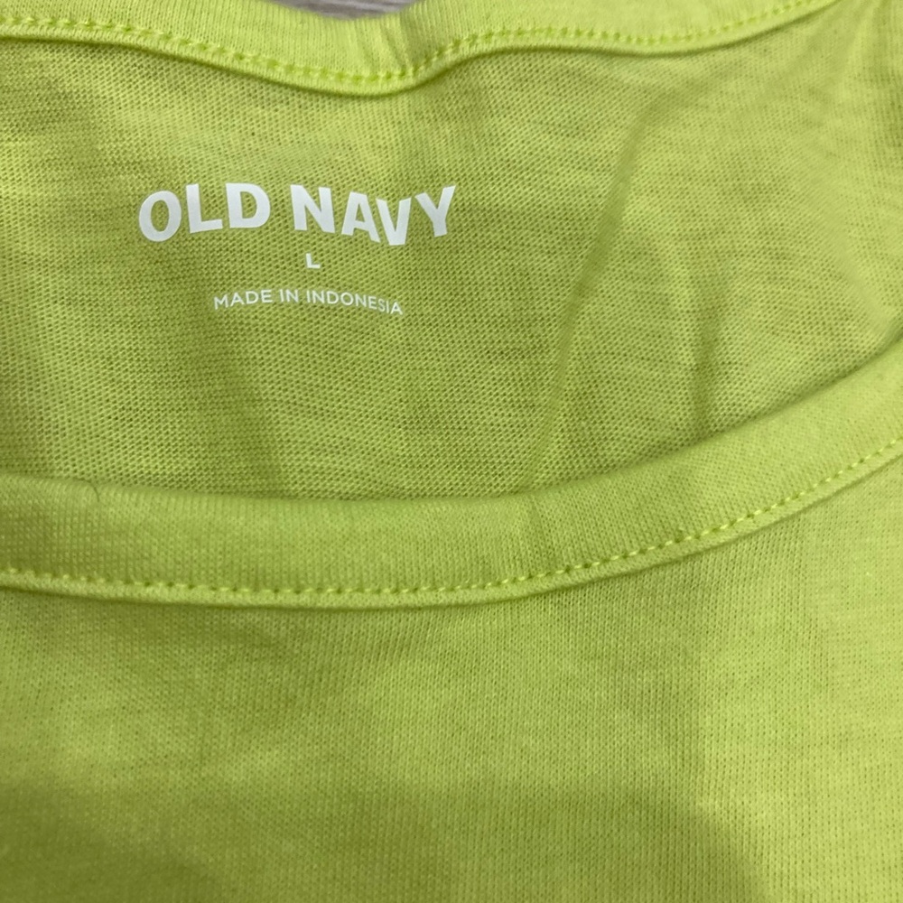 Old Navy Spaghetti Strap Shirt Bundle Lot- Cream and Neon Green Large Cotton - Picture 5 of 10